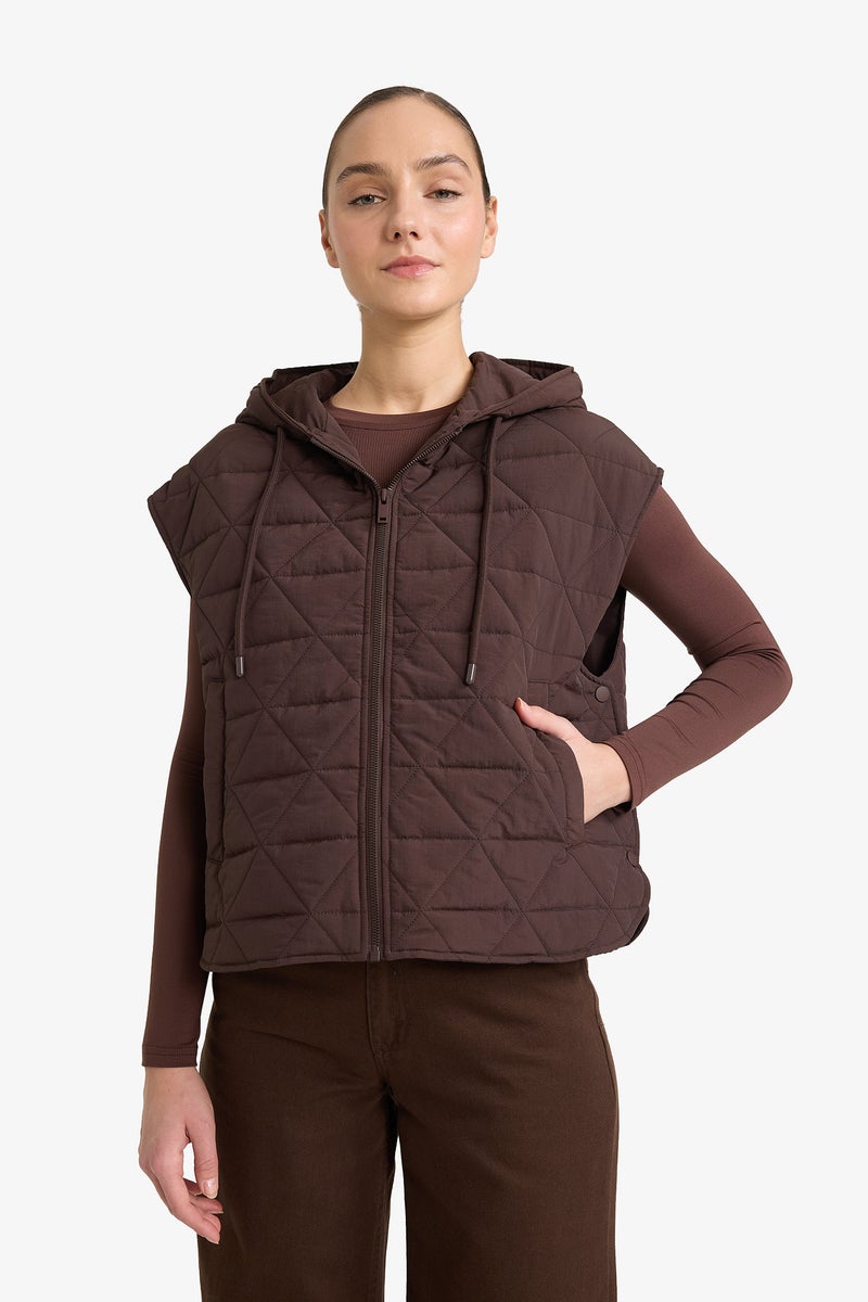 DeFacto Brown Woman Relax Fit Crinkle Fabric Vest Casual - Image 3